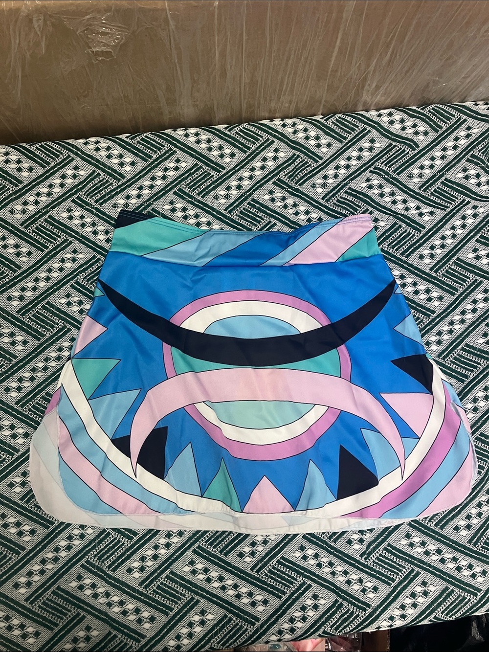 Emilio Pucci Blue Multicolor Graphic Mini Skirt